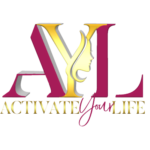 Activate Your Life logo - capital letter "A" in purple, "Y" in gold with a woman's face profile, and "L" in purple